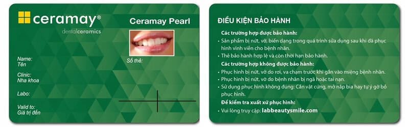 Bảo hành răng sứ Ceramay